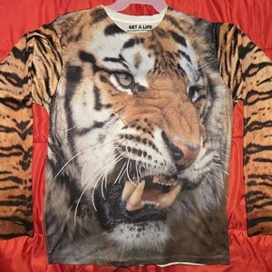 Adult Large Tiger Print Shirt - Brown